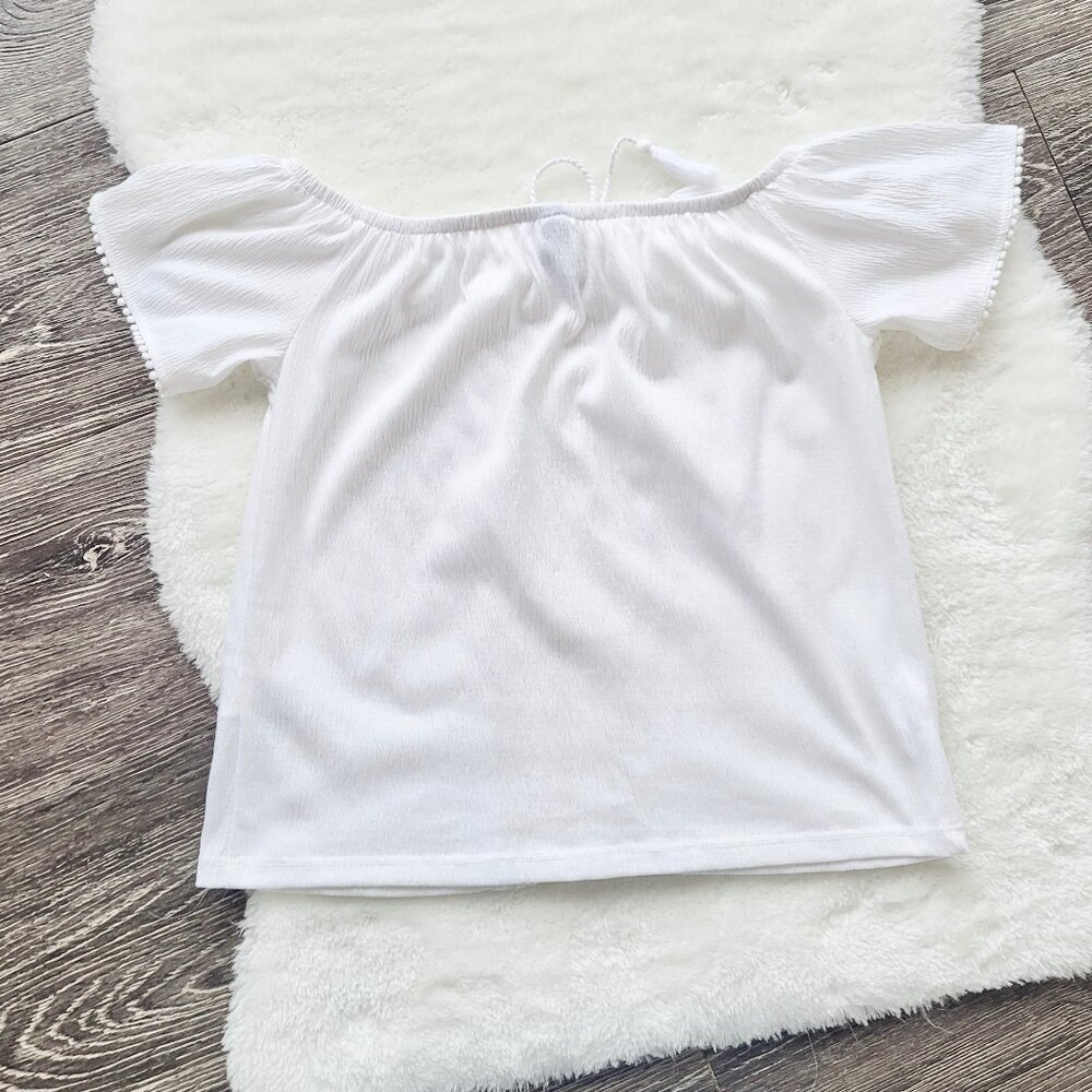 H&M Divided Off The Shoulder Crochet Detail Front Blouse in White Size XS - Picture 5 of 11